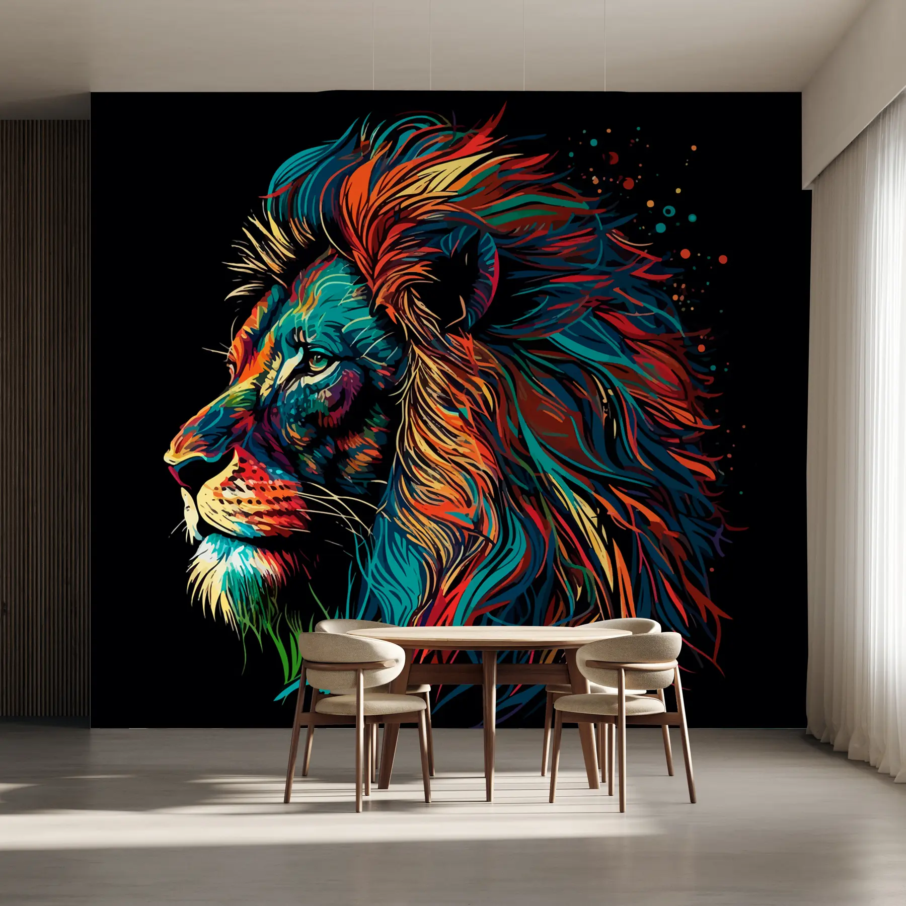fototapeter Fargerikt løvehode i pop art-stil u98185
