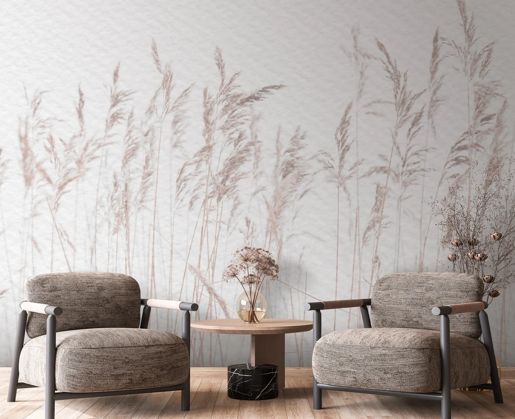 fototapeter Trendy tørkede blomster i vintagepapir i boho-stil u98428
