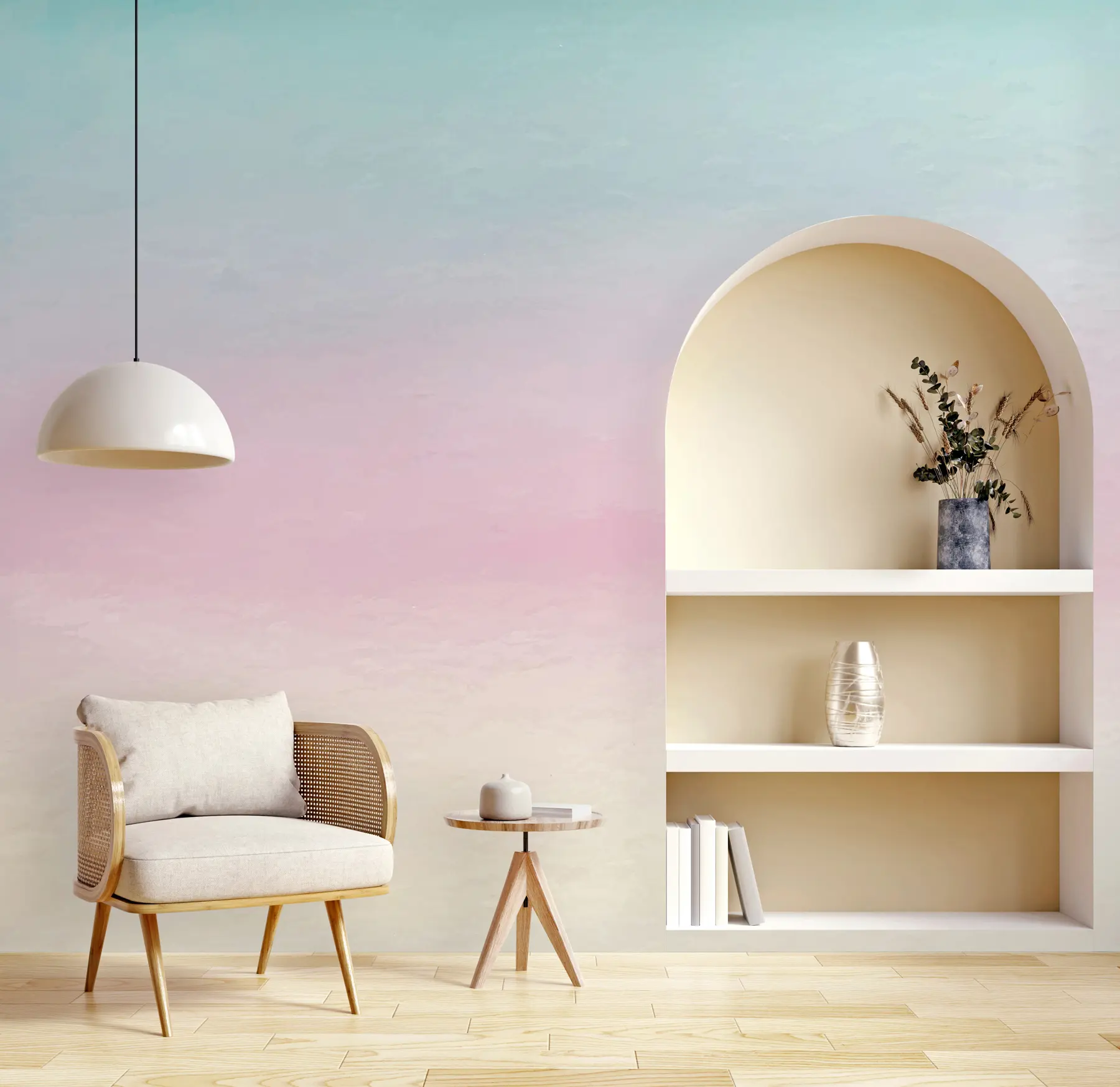 fototapeter Ombre i rosa og blå stil u98238