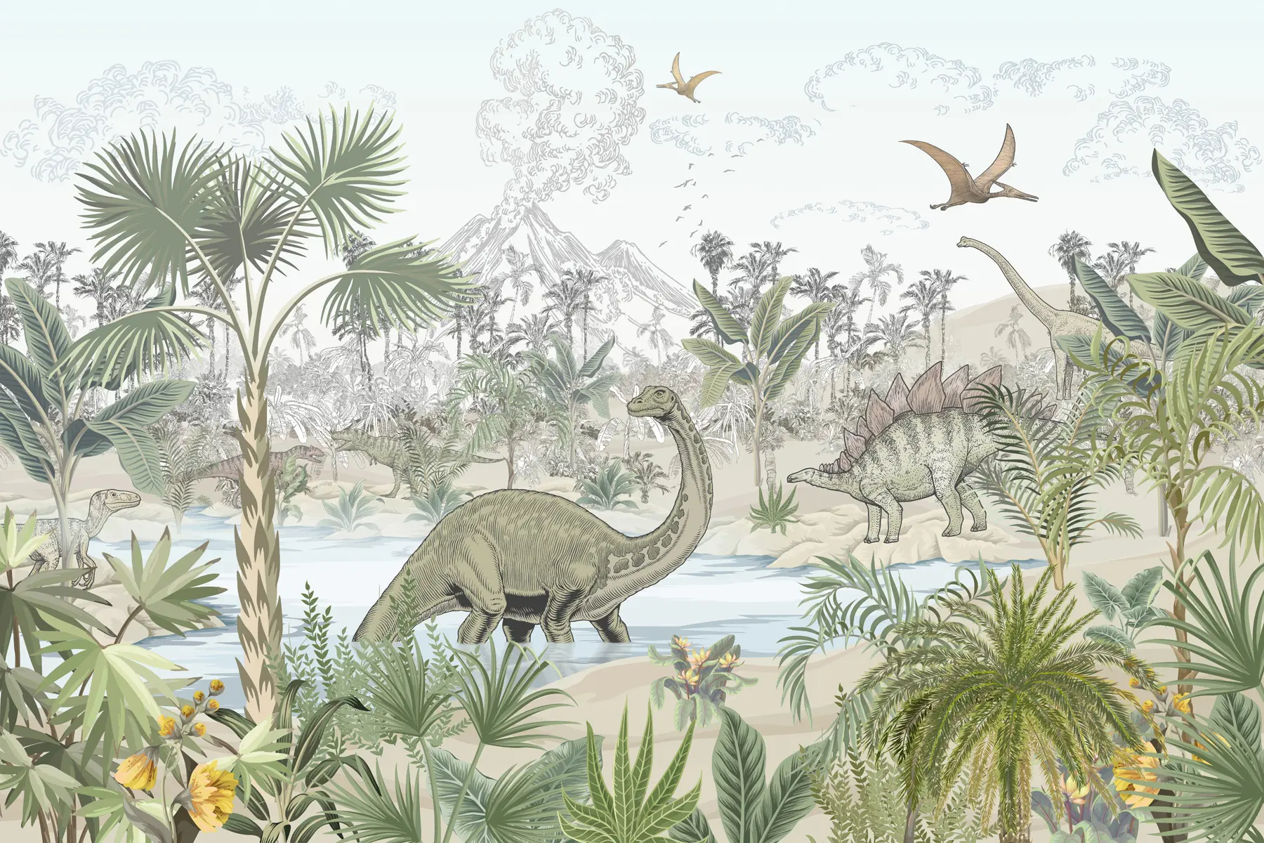 fototapeter Dinosaurer i regnskogen u98674