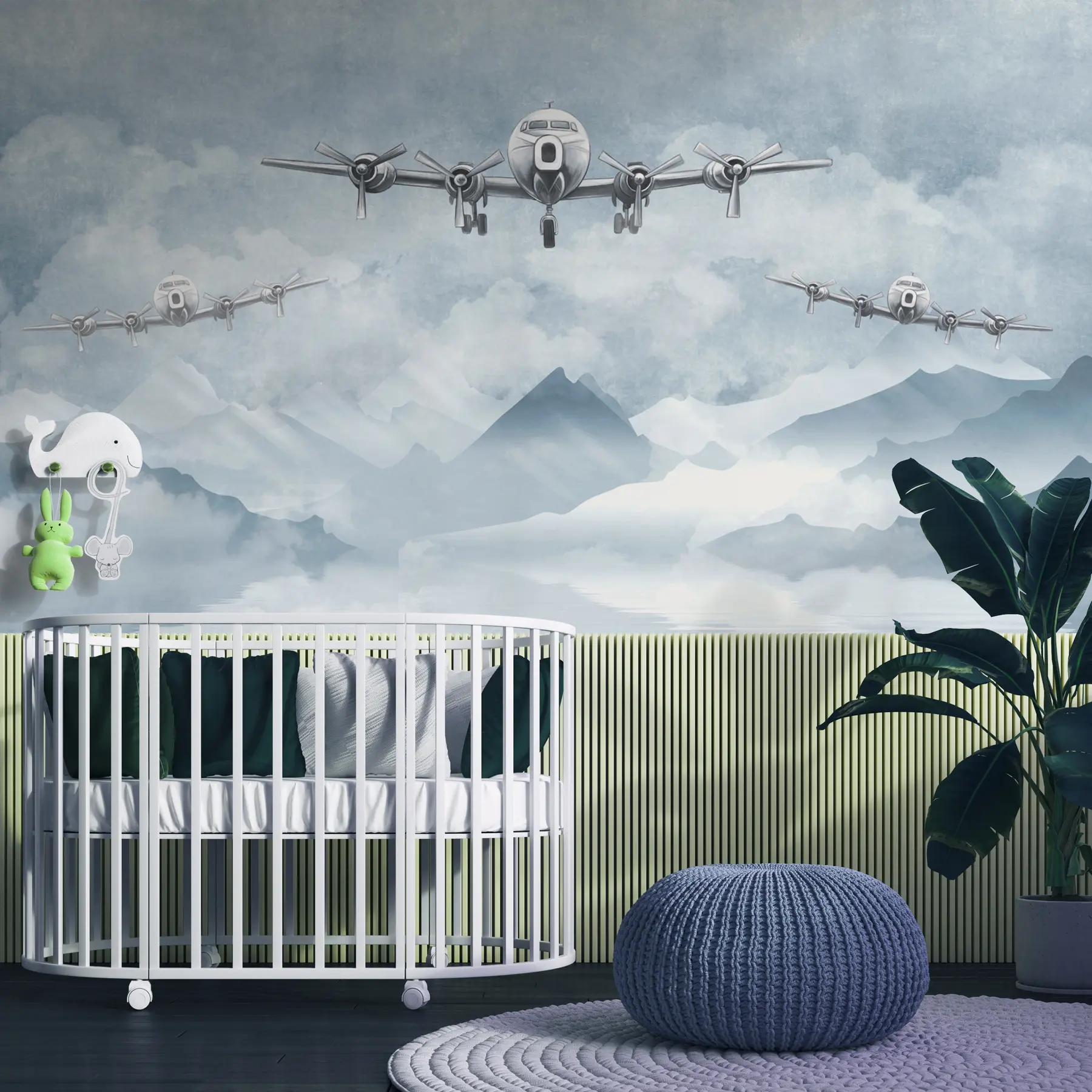 fototapeter Tre fly på himmelen som flyr over fjellene u98946