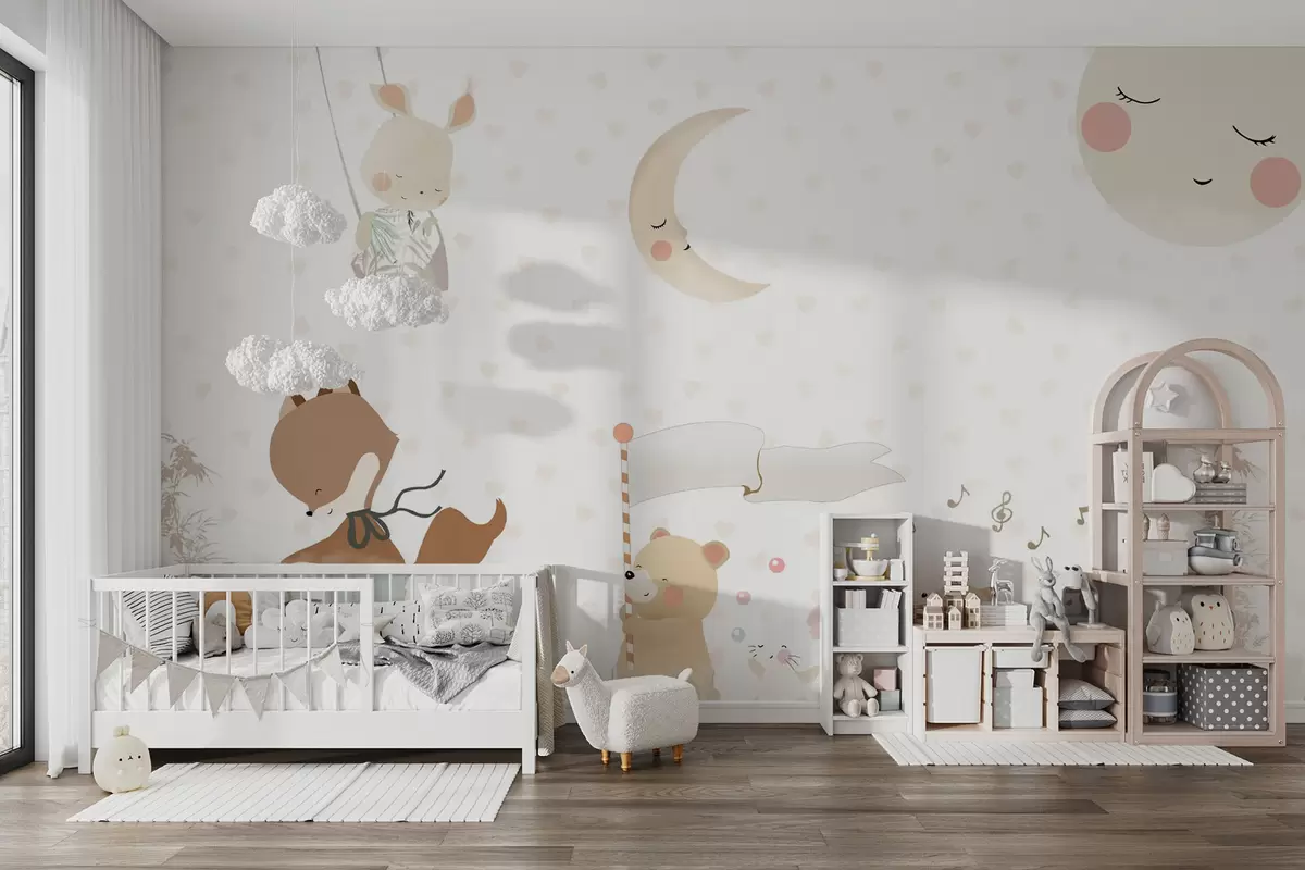 fototapeter Tapetdesign med søte dyr u99000