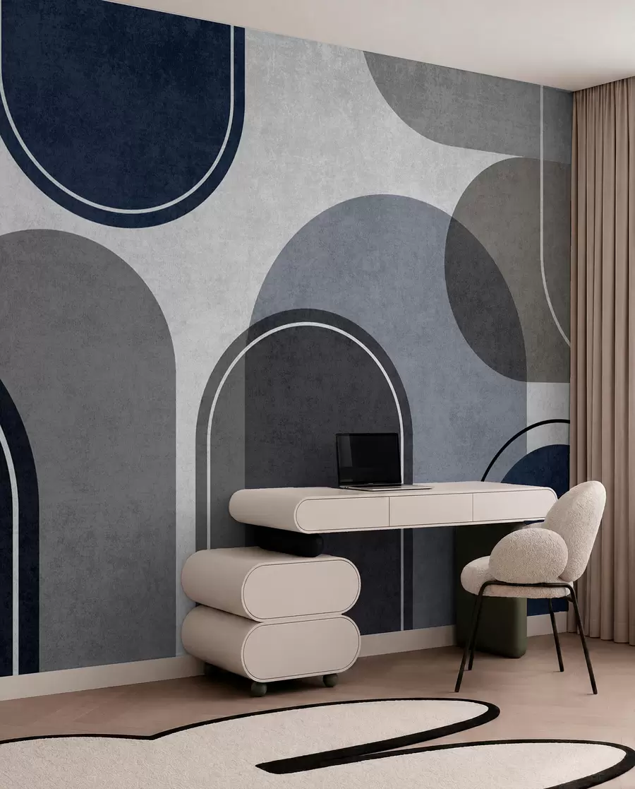 fototapeter Geometriske buer i blått u99095v3