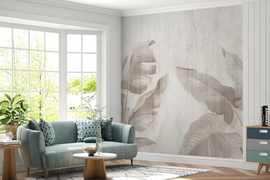 fototapeter Tropiske blader i grunge-stil u00299d1