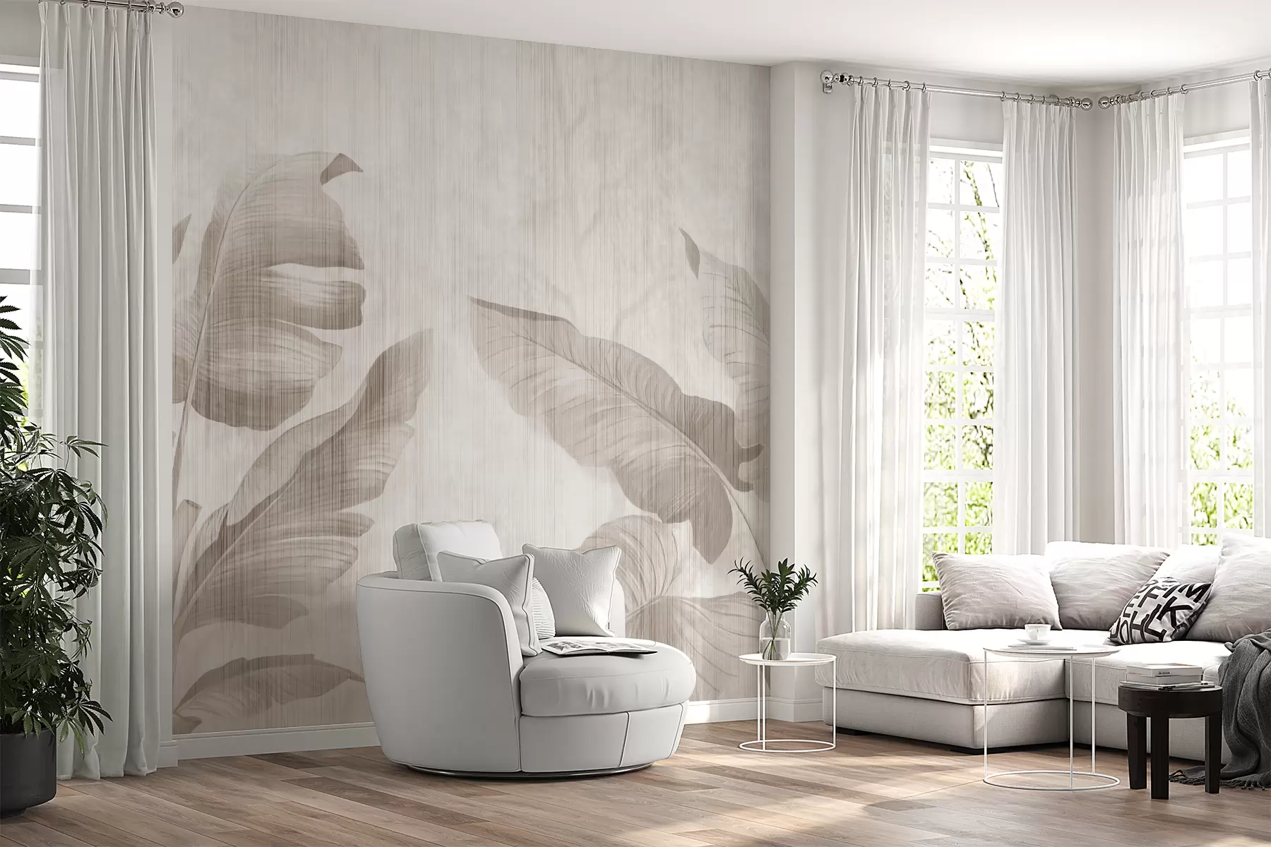 fototapeter Tropiske blader i grunge-stil u00299d1