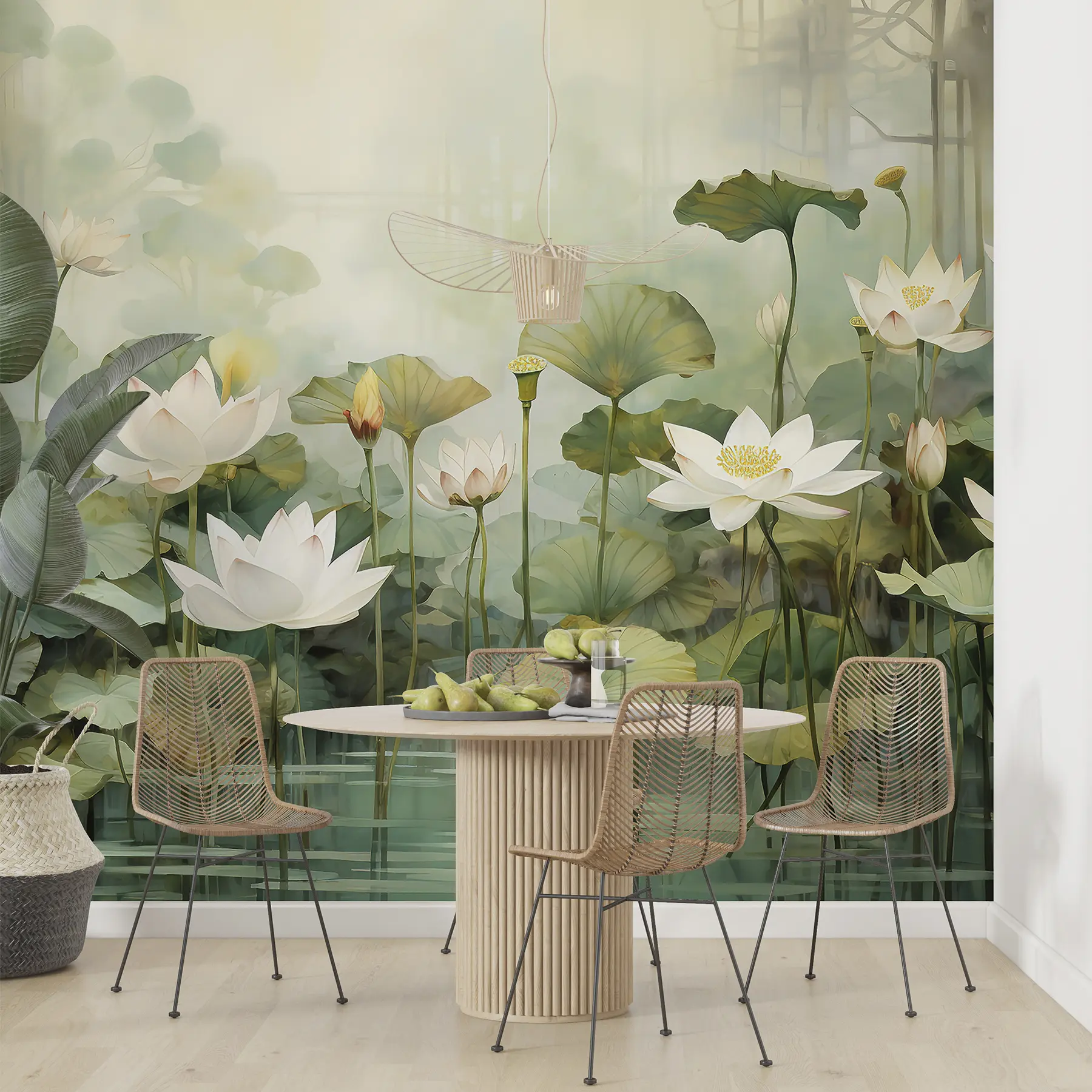 fototapeter Lotusblomster i innsjøen, jungel, tropisk kunst, grøntområder u99454d1