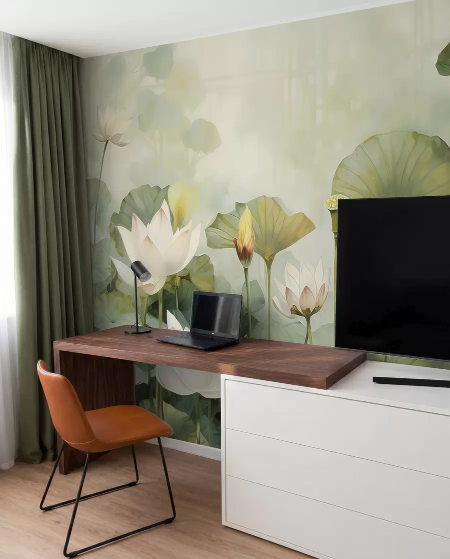 fototapeter Lotusblomster i innsjøen, jungel, tropisk kunst, grøntområder u99454d1