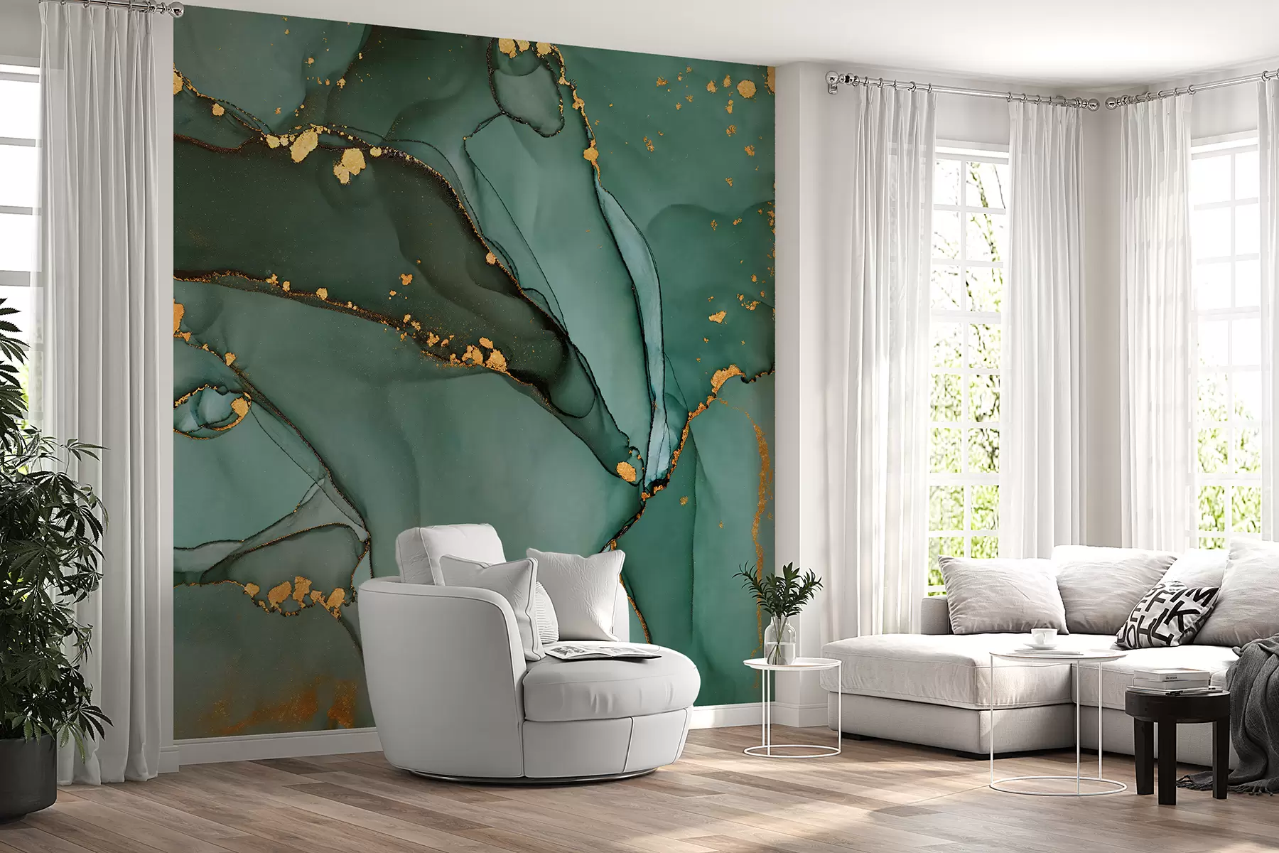 fototapeter Luksus Onyx-marmor med metalliske sprekker u50235d1