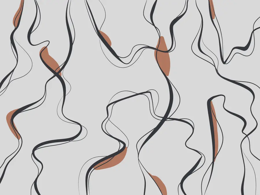 fototapeter Tusjtegning, abstrakt mønster, geometriske linjer, grått og oransje u99659v3