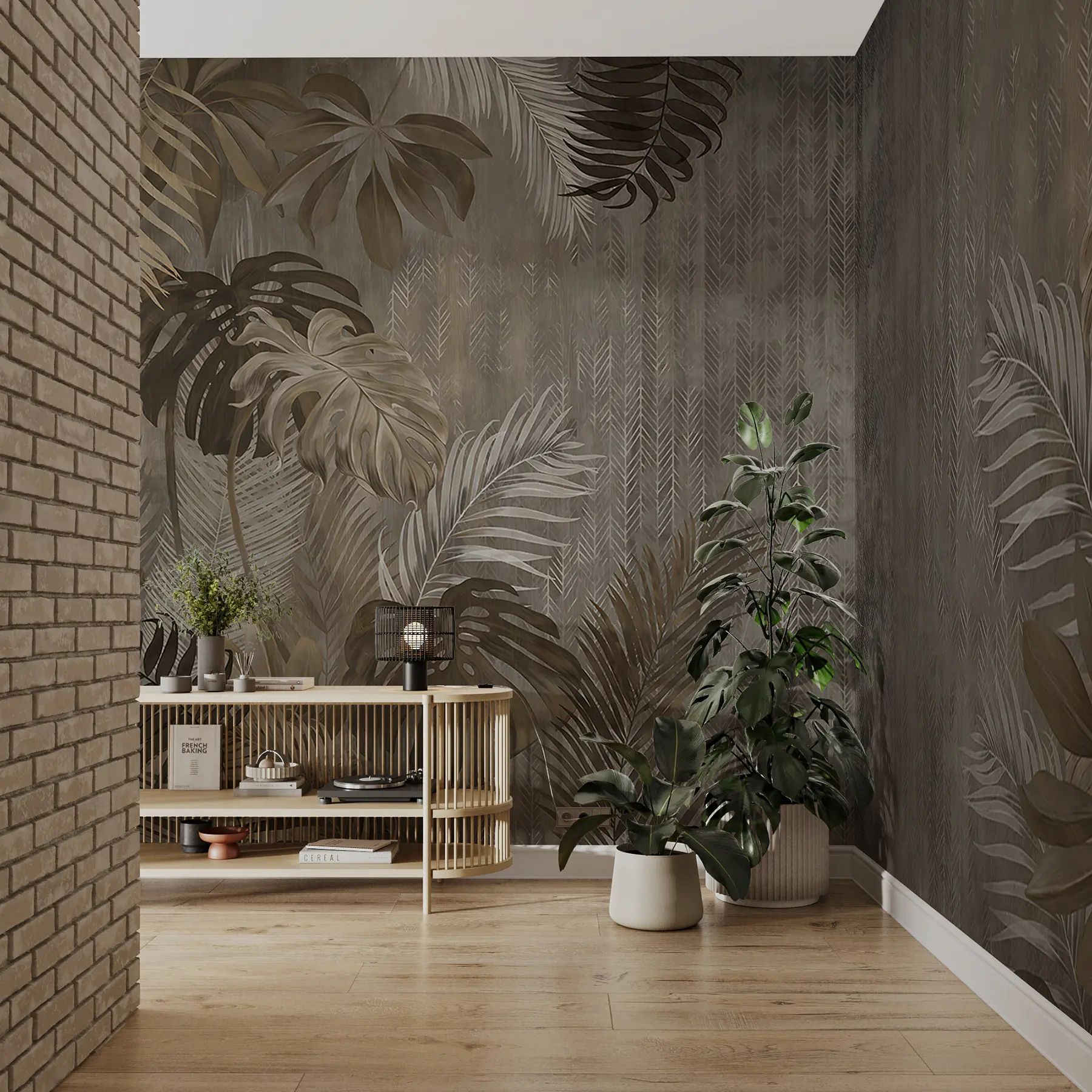 fototapeter Tropiske blader i grunge-stil u97012d2